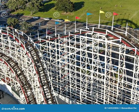 Aerial View Iconic Giant Dipper Roller Coaster in Belmont Park, San Diego, USA Editorial Photo ...