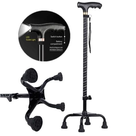 Oture Adjustable Quad Cane Big Base With LED Light India | Ubuy