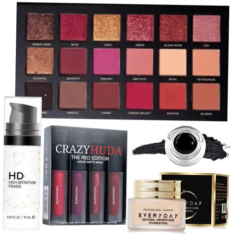 Buy Crazy-Huda HD High Definition Primer, Red Edition Lipstick Set ...