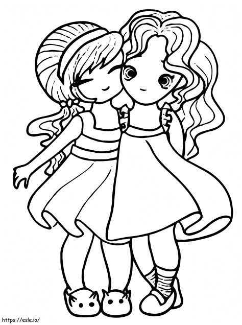 Cute Best Friends coloring page