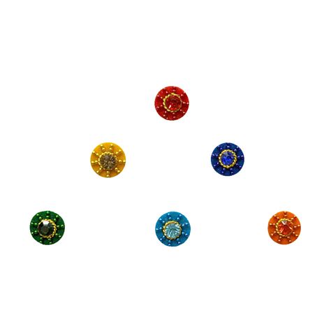 Comet Busters Fancy Round Bindis With Colorful Stone and Beads (8mm)