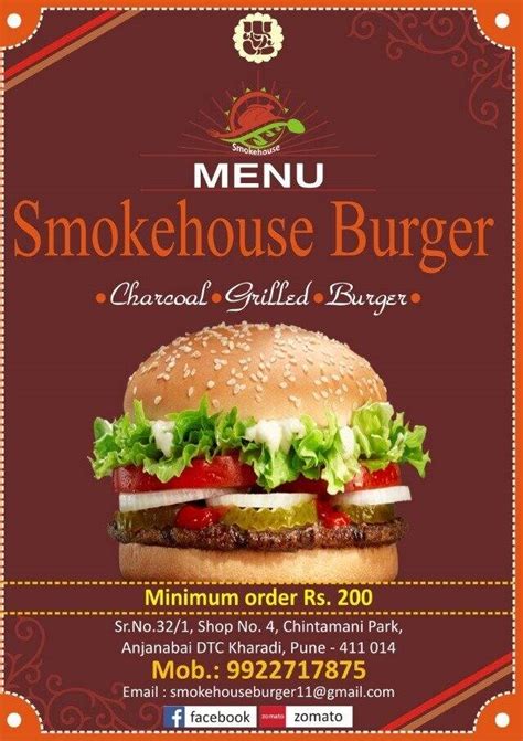 Menu at Smokehouse Burger, Pune, Shop 2