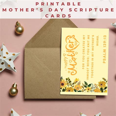 Mother's Day Scripture Cards Set of 4, Printable Mother's Day Craft ...