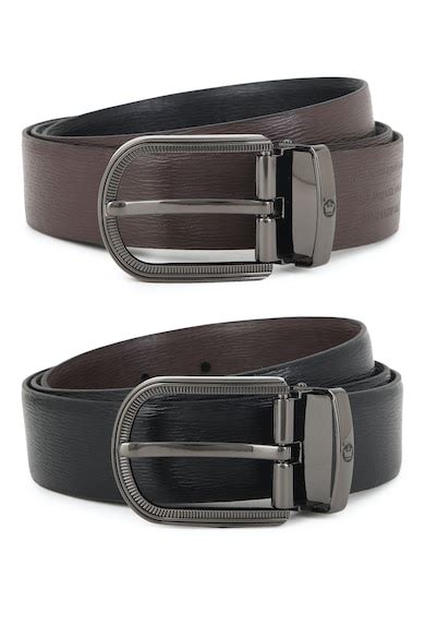 Buy Men Black Textured Leather Formal Belt Online - 670335 | Louis Philippe