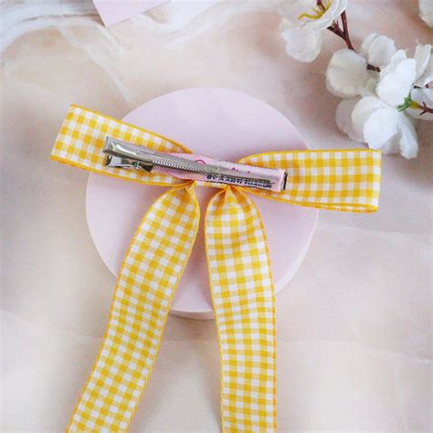 Buy Soho Boho Studio Gingham Yellow Hair Bow Clip Online