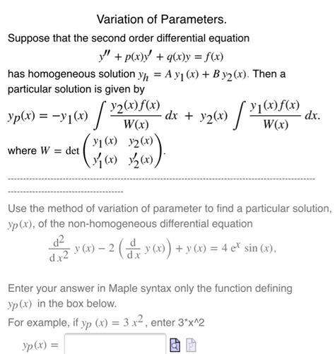Image result for Variation of Parameters 3rd Order