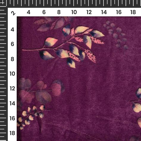 Deep Violet Purple Leaf Pattern Digital Print Velvet Fabric – Fabcurate