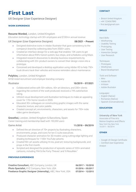 Ux Manager Resume