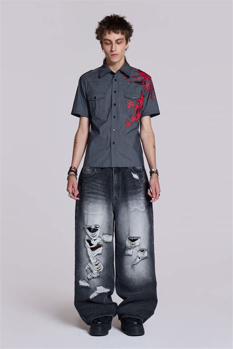 Script Pinstripe Shirt | Jaded London | Clothing