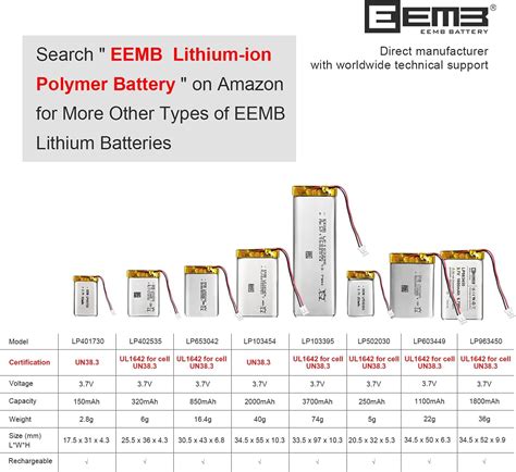 EEMB 3.7V 1800mAh Rechargeable Lipo Battery with JST India | Ubuy