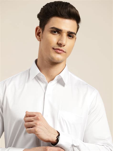 Men White Pure Cotton Solid Regular Fit Formal Shirt
