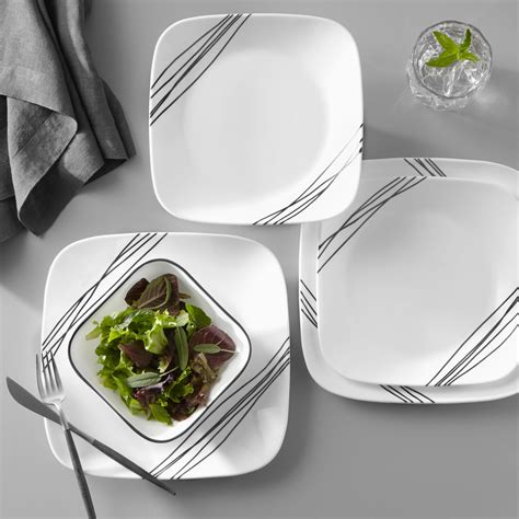 Corelle® Square Simple Sketch 12 Piece Dinner Set – Global Kitchen ...