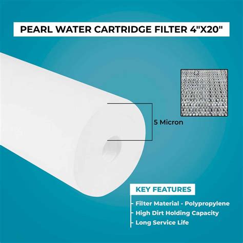 Pack Of 3 Pearl 5 Micron Water Filter Cartridge, 4.5 Inch Diameter X 20 ...