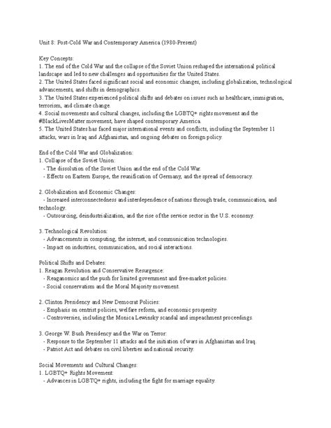 Apush U8 - Unit 8: Post-Cold War and Contemporary America (1980-Present ...