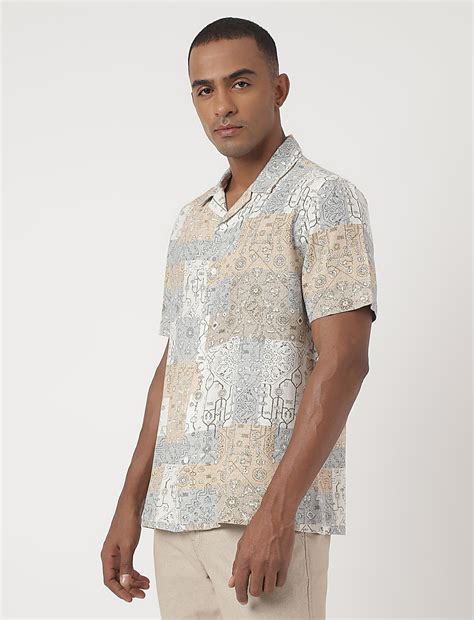 Buy Linen-Blend Bandana Cuban Collar Shirt at Marks & Spencer