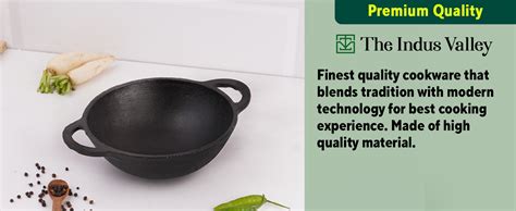 The Indus Valley Pre-Seasoned Cast Iron Kadai with Curve Handle ...