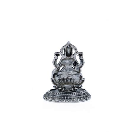 Lotus Lakshmi Statue With Falling Coins From Hand - Silver Palace