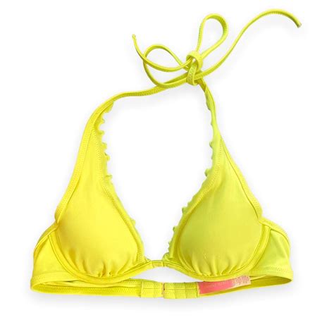Victoria's Secret Women's Yellow Bikini-and-tankini-tops | Depop
