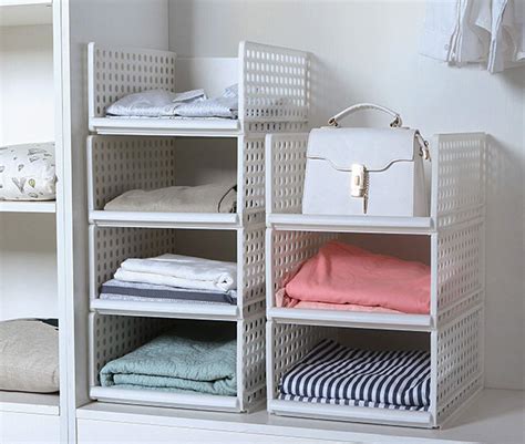 Wardrobe Storage Box ,4-Pack Plastic Wardrobe Organizer Stackable ...