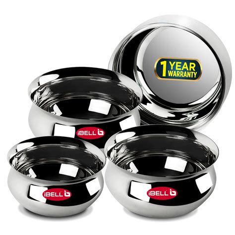 Buy iBELL SS04BWL Stainless Steel Serving Bowl Set, Large Size, (3.25 ...