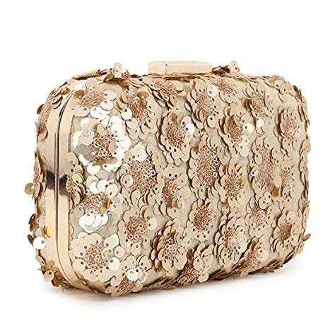 Anekaant Adorn Gold Faux Silk Floral Sequined Box Clutch : Amazon.in ...