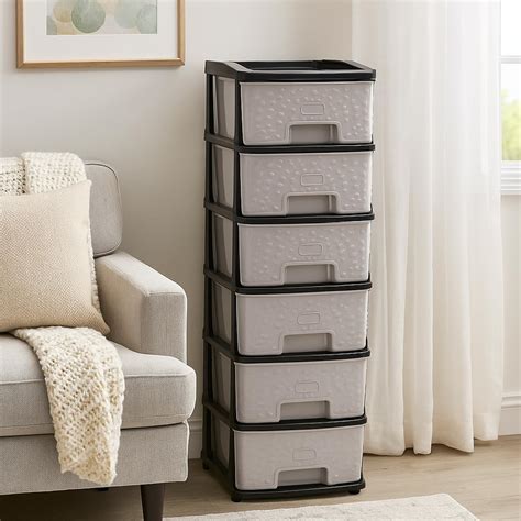 Amazon Basics Plastic 6 Rack Multipurpose Modular Drawer Storage Rack ...