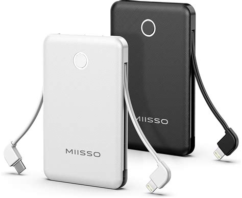 Miisso 2-Pack 6000mah Ultra Slim Built in Cables Power India | Ubuy
