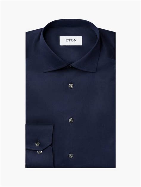 Eton Cotton Twill Slim Fit Cutaway Collar Shirt, Navy