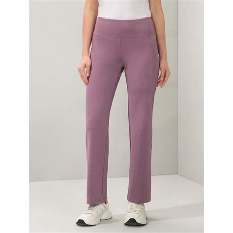 Buy Amante Women Purple High Rise Full Length Flared Solid Trackpant Online