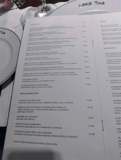 Menu em Restaurante Casa Tua Cucina, Rio de Janeiro