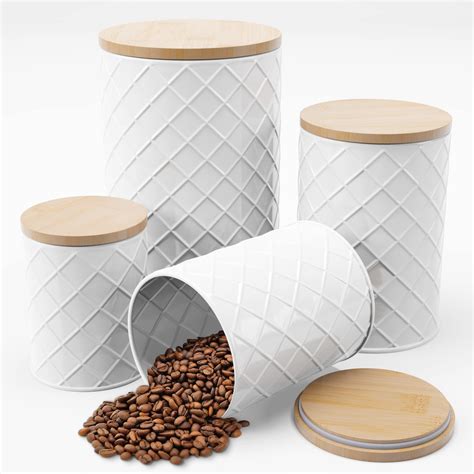 Buy White Metal Canisters Sets for the Kitchen Counter, Kitchen ...