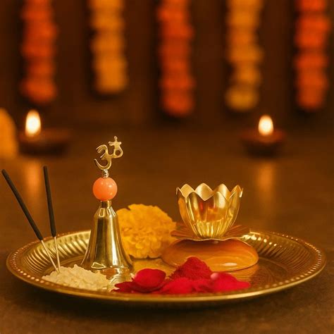 Divine Silver Plated Temple Bell & Shanti Deep Gift Set