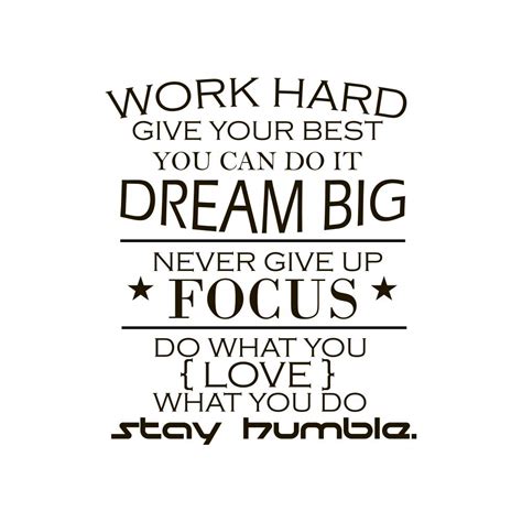 Buy Wall Decal Quote Work Hard, Dream Big, Never Give up, Stay Humble ...