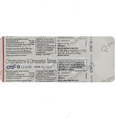 Ctd O 12.5/20mg Strip Of 10 Tablets: Uses, Side Effects, Price & Dosage ...