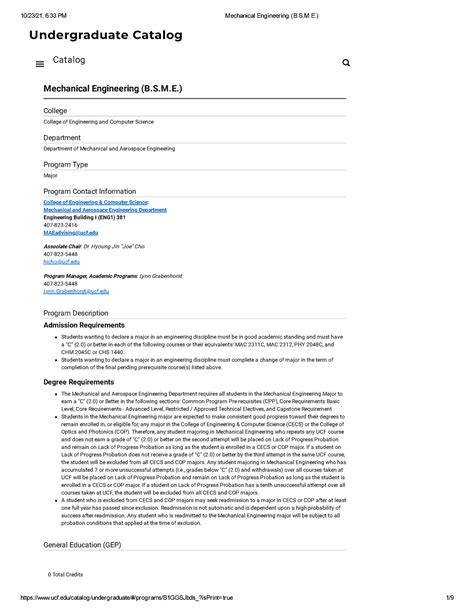 UCF program sheet-1 - Undergraduate Catalog Mechanical Engineering (B.S ...