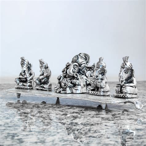 5 Musical Ganesha Idols | Set of 5 Ganesha Murthi Statue with Musical ...