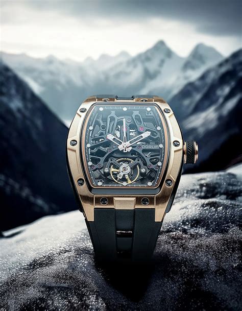 Qorum Equinox Men’s Automatic Skeleton Watch – Black Dial, Rose Gold D ...