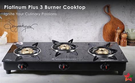 Wonderchef Platinum Plus 3 Burner Auto Glass Cooktop | 6mm Toughened ...