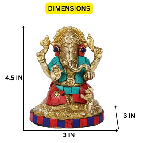 Buy Online Handmade Brass Lord Ganesha Idol with Stone Work– CraftVatika