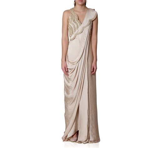 Embroidered Pre-Draped Sari with Embroidered Lapel Detail – Limerick by ...
