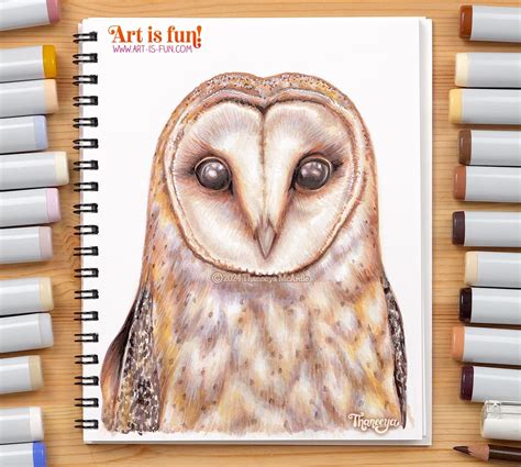 Cute Realistic Owl Drawing