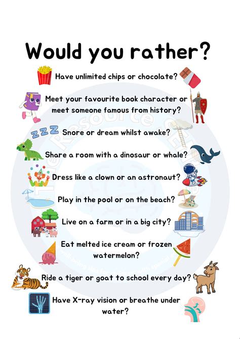 Children's 'would You Rather' Icebreaker Game - Etsy