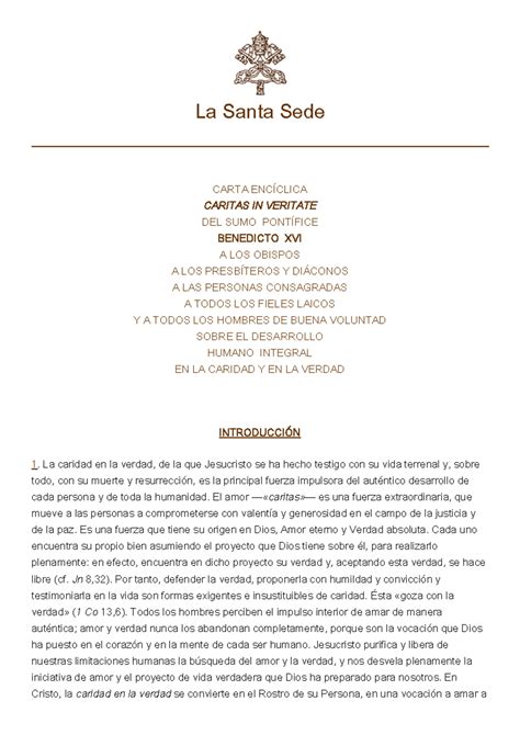 Hf ben-xvi enc 2009 0629 caritas-in-veritate - La Santa Sede CARTA ...