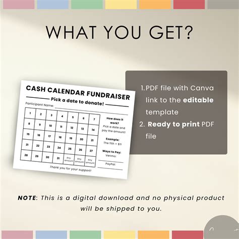 Calendar Fundraiser Template for Sports Fundraiser Nonprofit Fundraising Template Editable Pick ...