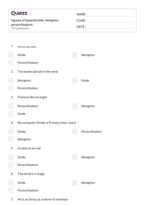 50+ Personification worksheets for 1st Class on Quizizz | Free & Printable