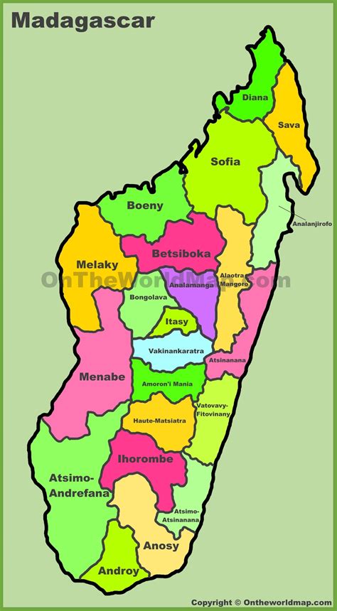 Map of Regions in Madagascar - Administrative divisions map of ...