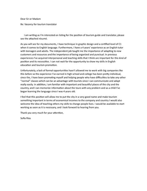 Dear Sir or Madam - Carta para solicitud de empleo en inglés ...