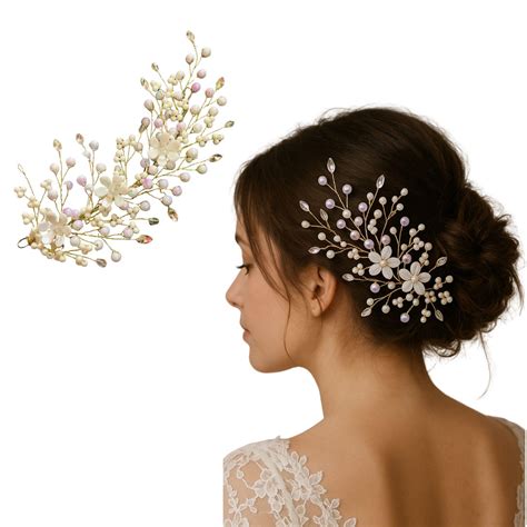 Buy Samyak Crystal Pearl Hair Pins Wedding Handmade Rhinestone Bridal ...