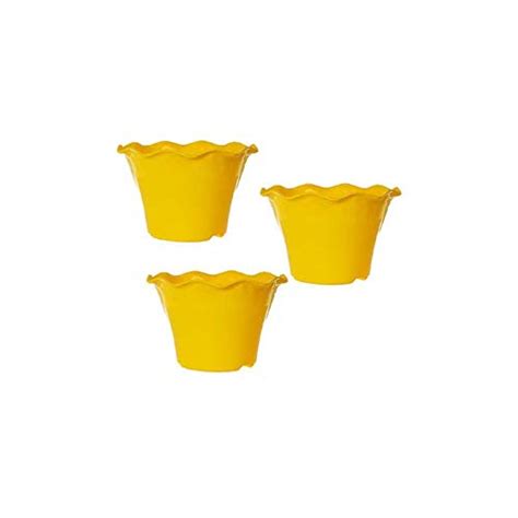 Airex Blossom Plastic Pot 8 Inch (Yellow Pack of 3) Color for Indoor ...