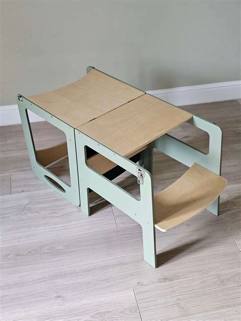 Torre di Apprendimento Montessori 3in1 Verde Laccata con Lavagna ...